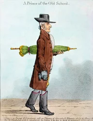 A Prince of the Old School, utgiven av Hannah Humphrey 1800 (handfärgad etsning)