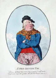 A True British Tar, publicerad av Hannah Humphrey 1795 (handfärgad etsning)