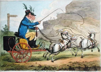 A Welch Tandem, publicerad av Hannah Humphrey 1803 (handfärgad etsning)