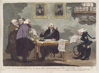 En nobel lord, om en annalkande fred, för upptagen för att ta hand om utgifterna för en miljon av allmänhetens pengar av James Gillray