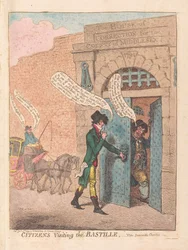 Medborgare som besöker Bastille, pub. 1799 (handfärgad gravyr)