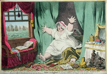 Dido in Despair, publicerad av Hannah Humphrey, 1801 (handfärgad gravyr)