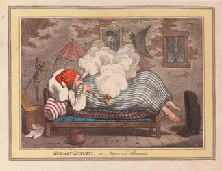 German Luxury eller Repos a LAllemande, pub. 1800 (handfärgad gravyr)