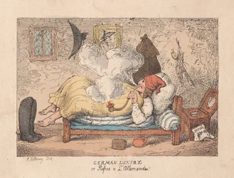 German Luxury eller Repos a LAllemande, pub. 1800 (handfärgad gravyr)