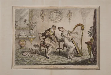 Harmony before Matrimony, utgiven av Hannah Humphrey, 1805 (handkolorerad etsning)