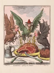 Harpyes som smutsar högtiden, pub. 1799 (handfärgad gravyr)