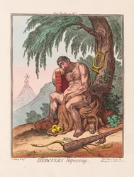 Hercules Reposing, pub. 1799 (handfärgad gravyr)