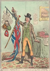 Förbättring av vikter och mått - eller - "Sir John Seeclear upptäcker varje flaggas jämvikt" (ur: Caricature, vol. 1)