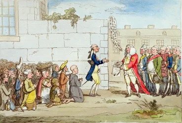 Irish Gratitude, publicerad av Hannah Humphrey 1782 (handfärgad etsning)