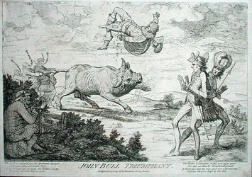 John Bull Triumphant, publicerad av William Humphrey 1780 (etsning)