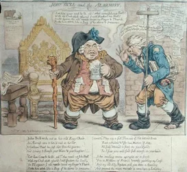 John Bull and the Alarmist, publicerad av Hannah Humphrey 1803 (handfärgad etsning)