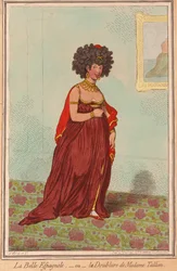 La Belle Espagnole or the Double of Madame Tallien, pub 1796 (handfärgad gravyr)