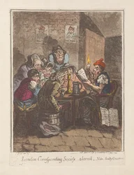 London Corresponding Society, alarmerad, se. Guilty Consciences, pub. 1796 (handfärgad gravyr)
