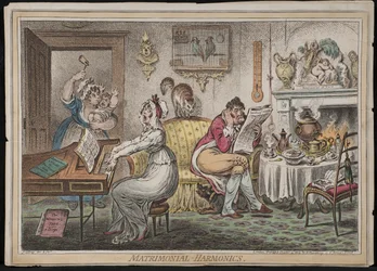 Matrimonial Harmonics, publicerad av Hannah Humphrey, 1805 (handfärgad etsning)