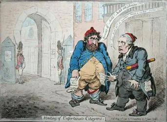 Meeting of Unfortunate Citoyens, publicerad av Hannah Humphrey 1798 (handfärgad etsning)