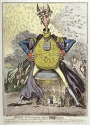 Midas Transmuting all into Gold Paper, utgiven av Hannah Humphrey 1797 (handfärgad etsning)