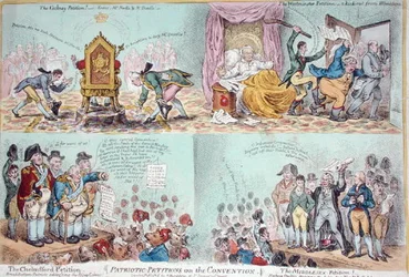 Patriotic Petitions on the Convention, publicerad av Hannah Humphrey (handfärgad etsning)