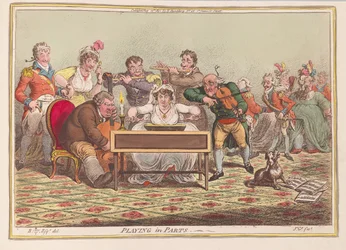 Spelar i Parts, pub. 1801 (handfärgad gravyr)