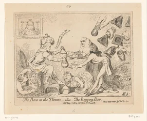 Spotprent på Warren Hastings, 1788 Bågen till tronen, -alias- Den tiggande bågen