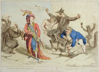 Sublime Oration: A Display of It, utgiven av T. Harmar 1788 (handfärgad etsning)