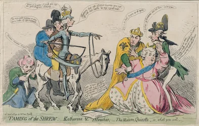 Taming of the Shrew: Katherine und Petruchio, eller The Modern Quijote, utgiven av S.W. Fores 1791 (handfärgad etsning)