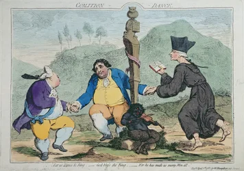 The Coalition-Dance, publicerad av William Humphrey 1783 (handfärgad etsning)