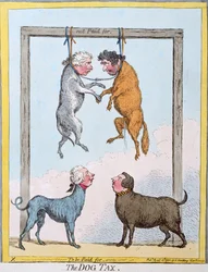The Dog Tax, publicerad av Hannah Humphrey 1796 (handfärgad etsning)