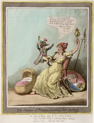 The Genius of France Nursing her Darling, utgiven av Hannah Humphrey 1804 (handkolorerad etsning)