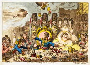 The Hand-Writing upon the Wall, pub. 1803 (handfärgad gravyr)