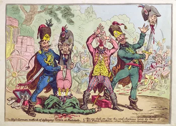 Den högtyska metoden för att utrota skadedjur i Rat-Stadt, publicerad av Hannah Humphrey 1799 (etsning  gravyr med akvarell)