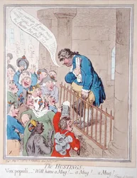 The Hustings, publicerad av Hannah Humphrey 1796 (handfärgad etsning)
