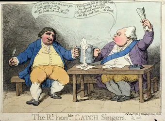 The Right Honorable Catch Singers, publicerad av William Humphrey 1783 (handfärgad etsning)