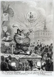 Theatrical Bubble... publicerad av Hannah Humphrey (fl.1778-1822) 1805 (etching und aquatint)