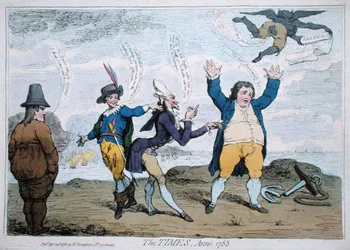 The Times, Anno 1783, publicerad av William Humphrey (handfärgad etsning)