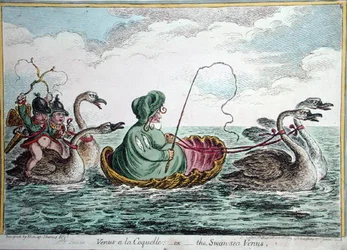 Venus a la Coquelle, eller The Swan Sea Venus, publicerad av Hannah Humphrey 1809 (handfärgad etsning)