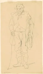 Afroamerikansk figur, ca 1840-1850 (grafit)