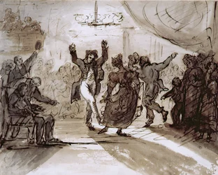 The Hunt Ball, ca 1820 (penna & sepia bläck och tvätt på papper)
