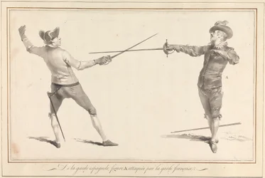 Av det spanska gardet, figur A attackerad av det franska gardet