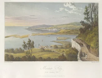 Utsikt över Montego Bay från Reading Hill, illustration från "En pittoresk rundtur på ön Jamaica", London