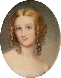 Porträtt av den första Mrs Simpson, fru till Mr Bridgeman Simpson, ca 1820-72 (olja på duk)