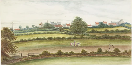 Monkseaton from the North (akvarell, penna och kroppsfärg på papper)