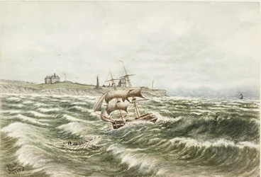 Rescue off Tynemouth (akvarell och kroppsfärg på papper)