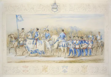 Charles Lamb Esq, Knight of the White Rose (penna, wc och kroppsfärg på papper)