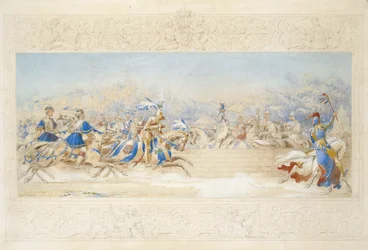 The Joust (penna, wc och kroppsfärg på papper)