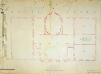 Plan av Presidents House, Washington, 1792 (bläcktvätt och penna på papper)