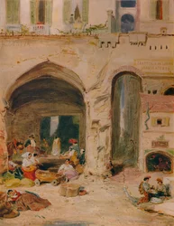 En innergård i Genua, c1850, 1935