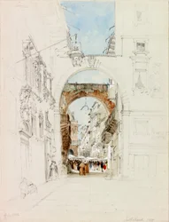 Piazza dei Signori, Verona (penna och akvarell på papper (väv))