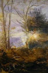 Sunrise, Abinger, Surrey (akvarell på papper)