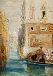 Gondolen, Venedig, med Santa Maria della Salute i fjärran