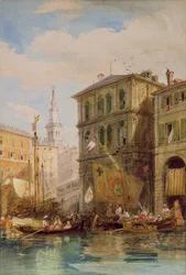 Palazzo Dei Camerlenghi, Venedig, ca 1835-55 (penna och akvarell)